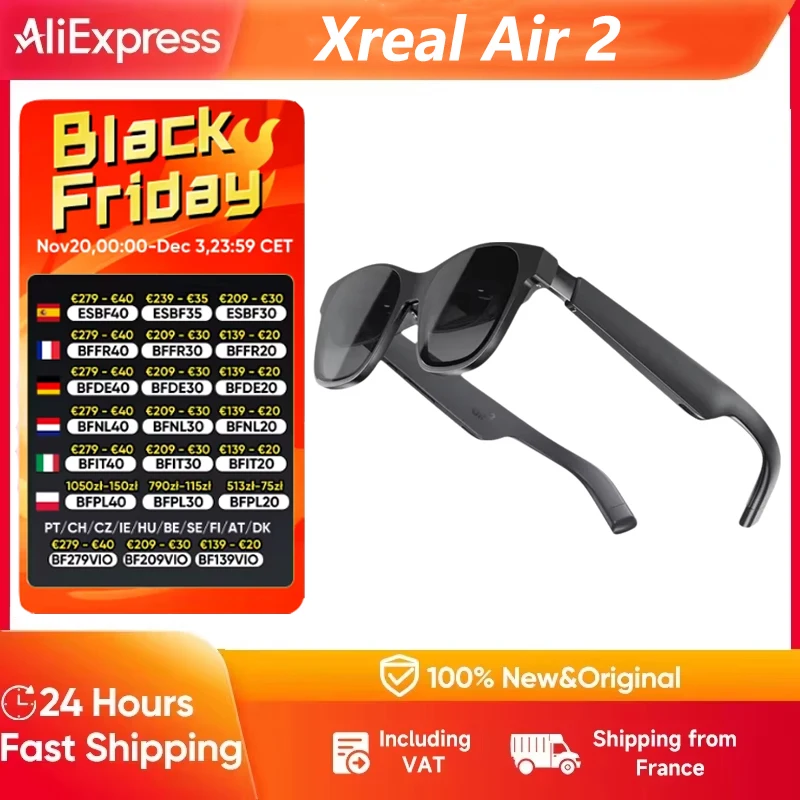 XREAL Air 2 Global pour Google Nreal Air2 AR lunettes écran Micro-OLED 120Hz précision des couleurs de qualité professionnelle