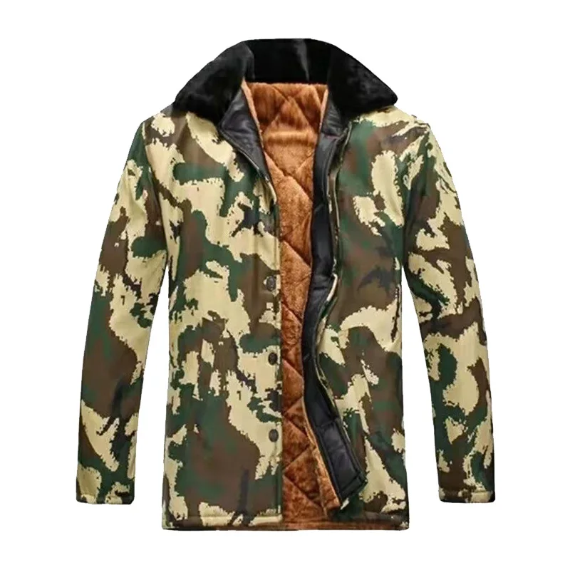 Chaqueta acolchada de algodón de invierno para hombre, ropa de trabajo cálida de felpa gruesa, de algodón con camuflaje, chaqueta acolchada de algodón