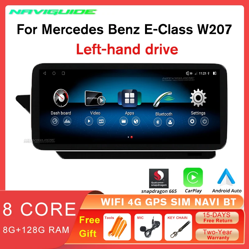 NAVIGUIDE 12.3inch Android 12 Car Radio For Mercedes E W207 2010-2016 Left hand drive Carplay Auto GPS Navi Multimedia Player