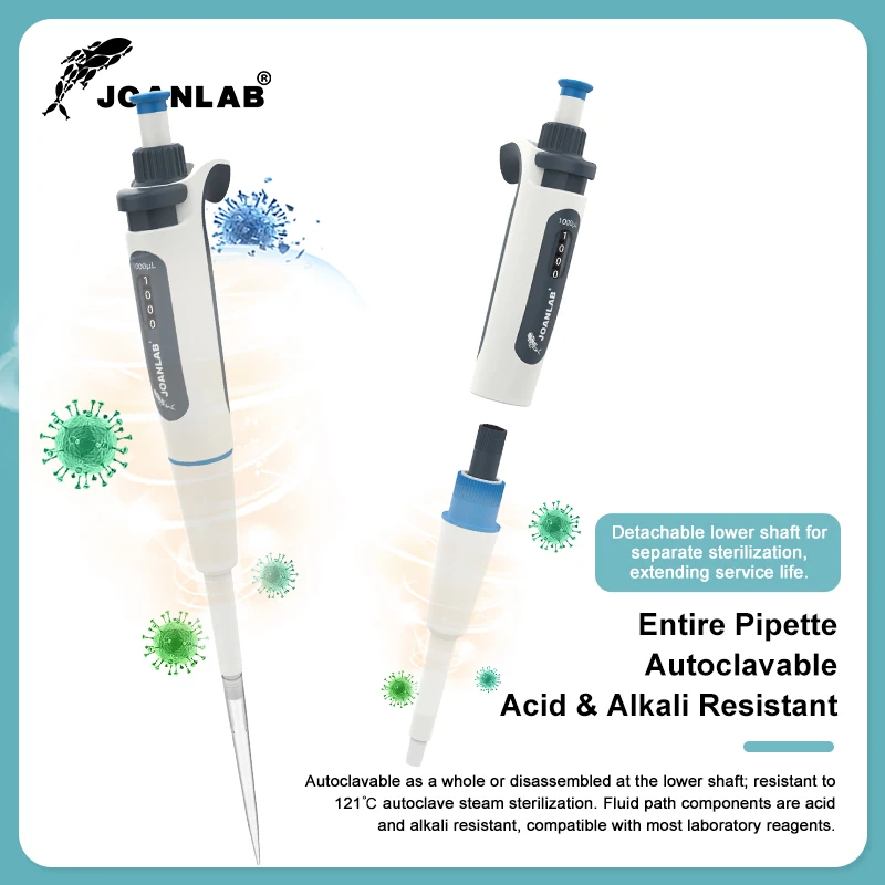JOANLAB High Precision Manual Micropipette Autoclavable Lab Pipette with Pipette Tips for School Biology Chemistry Lab Research