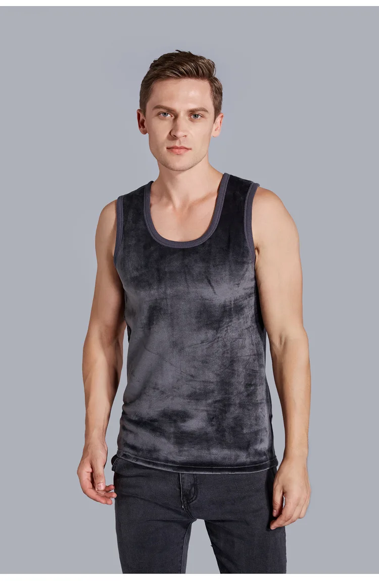 Winter Velvet Tank Top Men Gyms Sleeveless Male Tank Top Workout Fitness Bodybuilding Elasticity Warm Undershirt Gilet Tops