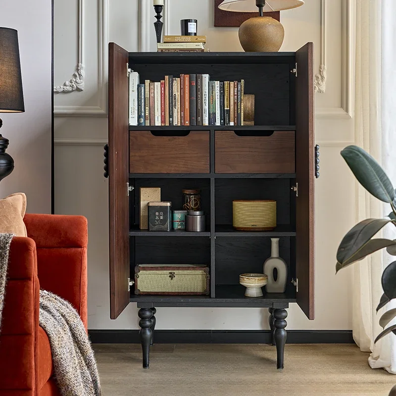 Bedroom solid wood chest storage locker retro bedside cabinet living room locker