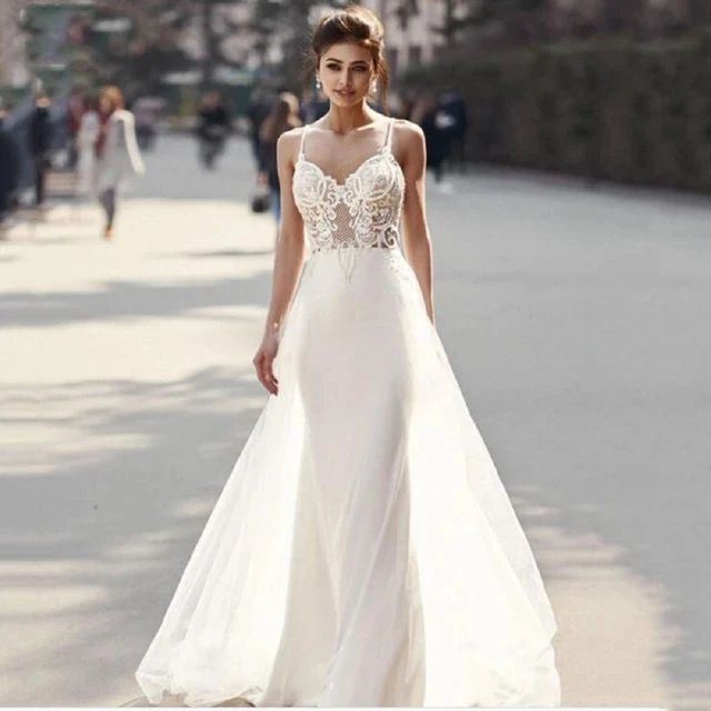 Strapless Mermaid Wedding Dresses 2023 Summer V Neck Appliques Backless Pleat Robe Tulle Court Train Bridal Gowns Sexy