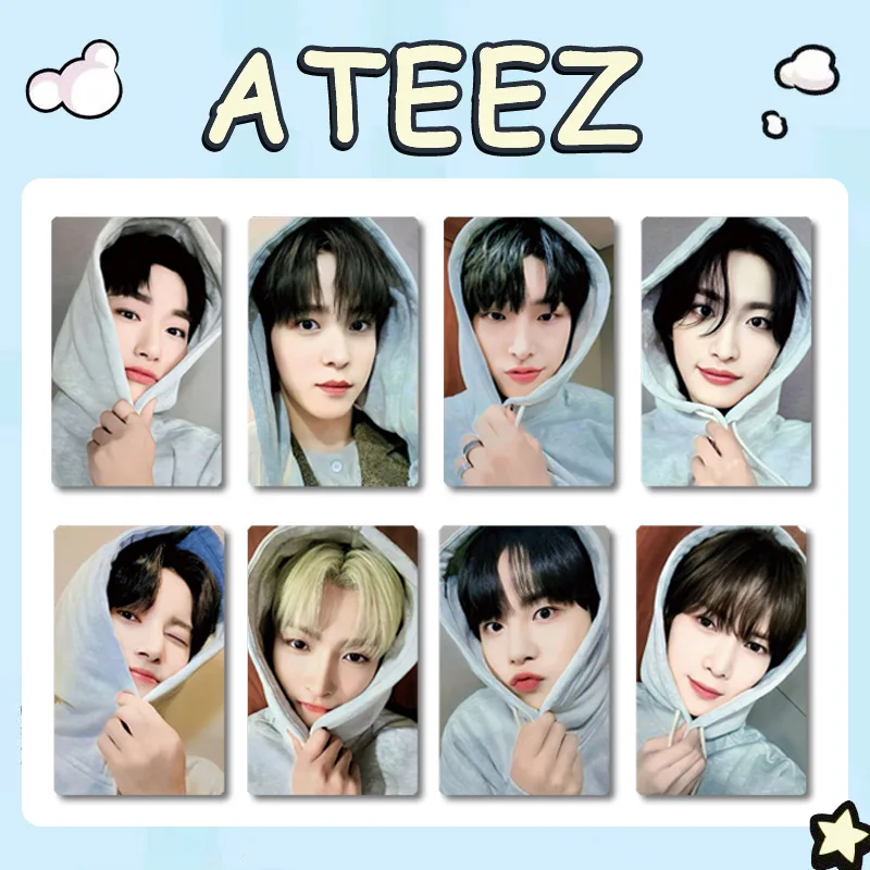KPOP ATEEZ 8 pièces/ensemble carte photo spéciale de haute qualité INS Style Double face impression carte LOMO SAN MINGI YUNHO YEOSANG Fans cadeaux