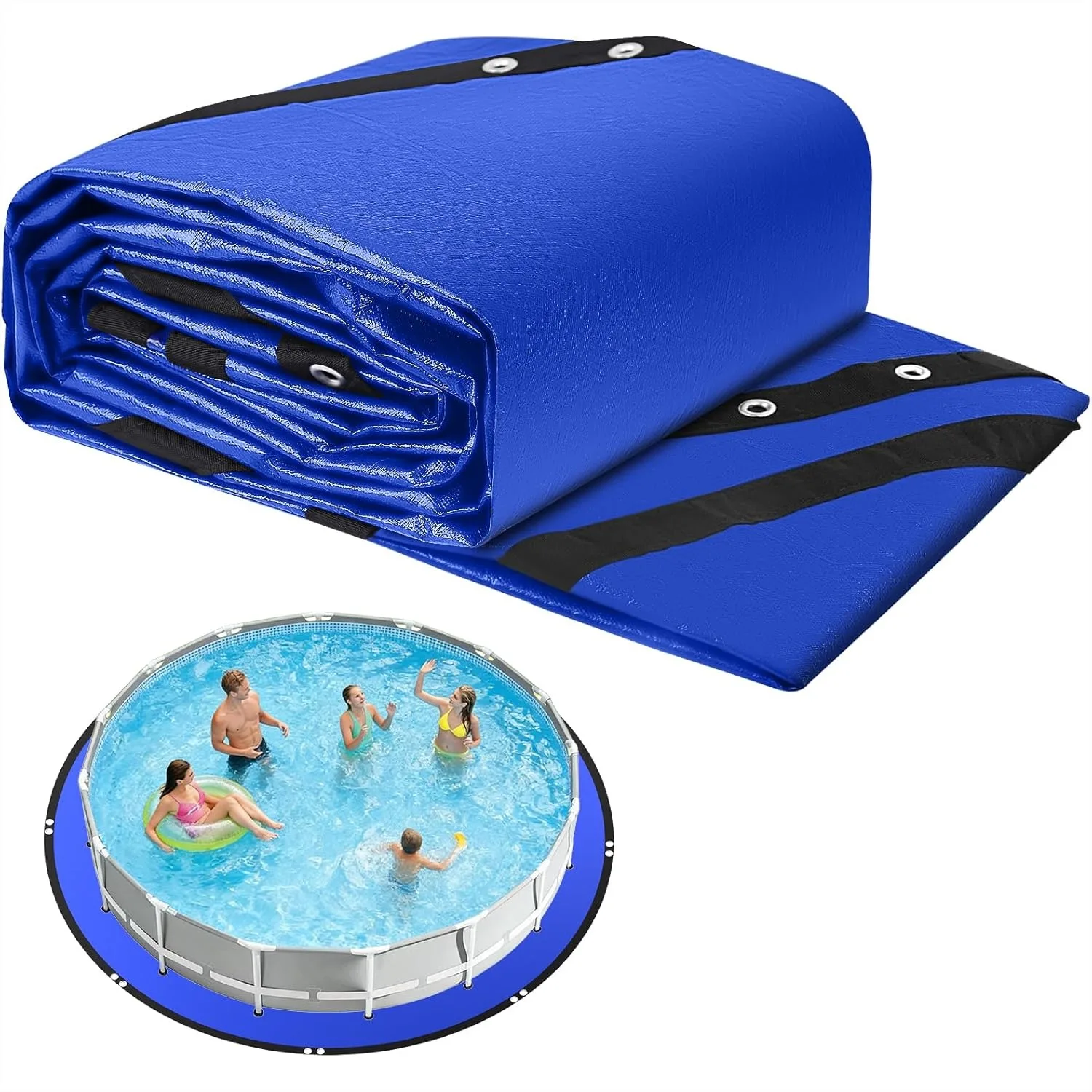 

18FT Round Pool Liner Pad for Above Ground Pools, 165 GSM Thickened Under Mat with Metal Grommets
