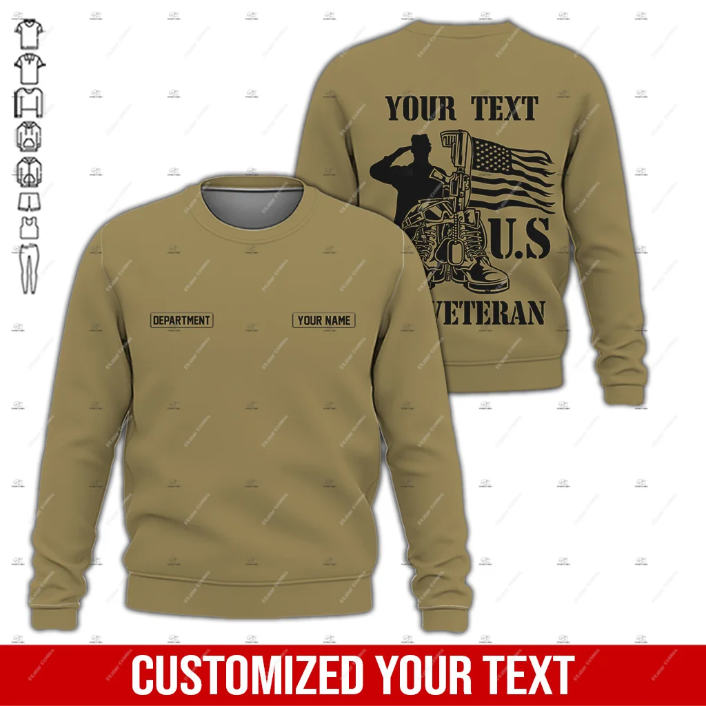 Custm Name Veteran Military Army Cosplay Soldier Camo Retro Vintage Trucksuit 3DPrint Harajuku Pullover Casual Jacket Hoodies A