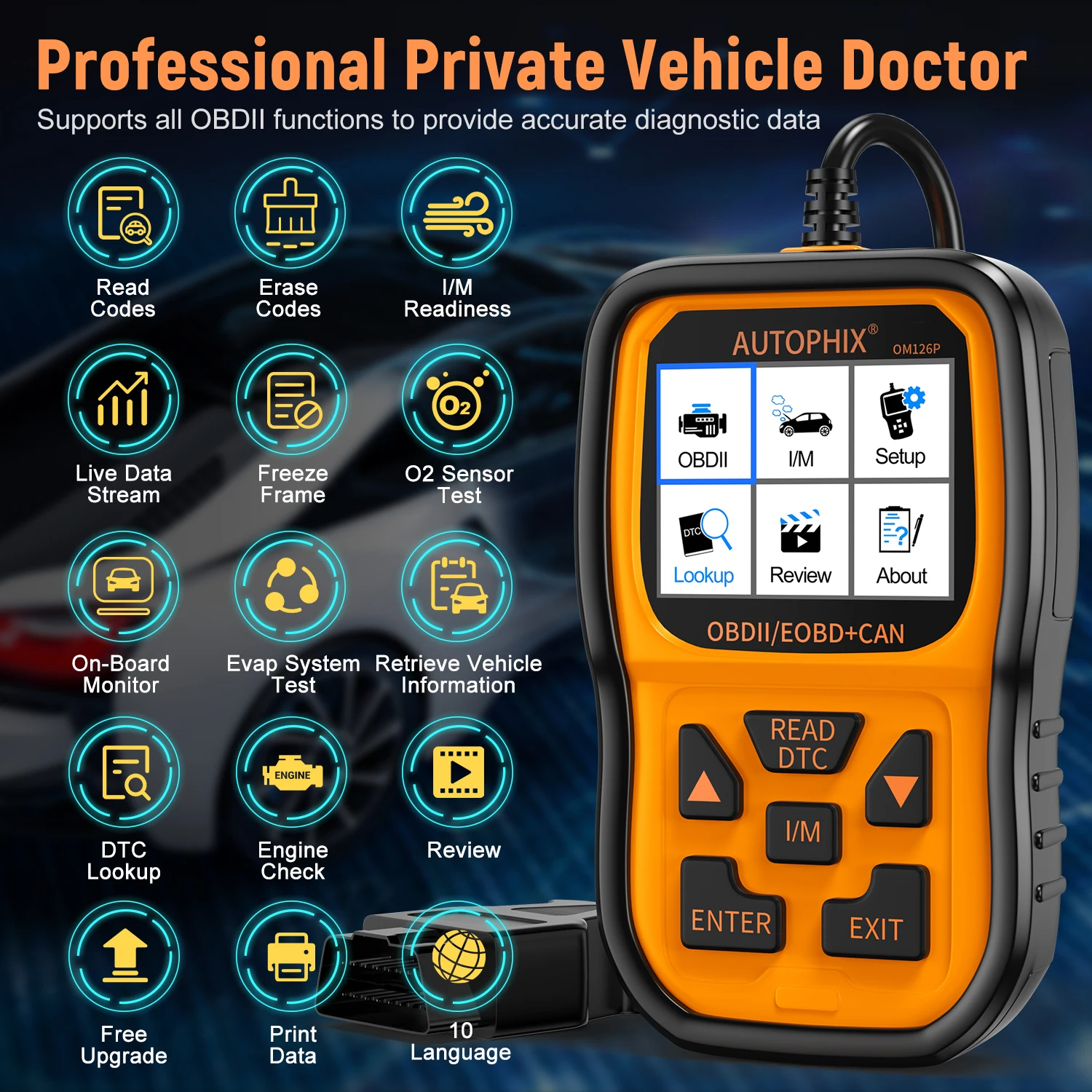 AUTOPHIX OM126P OBD2 Scanner Enhanced Code Reader Auto Diagnostic Check Engine Light for All OBDII Car After 1996