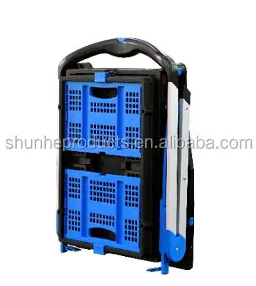 New Double-decker Folding Cart Lightweight Aluminum Trolley Shopping Hand Cart