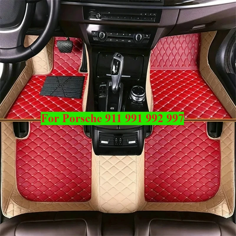 

Custom Car Floor Mats For Porsche 911 991 992 997 4-seats 2008-2025 All-Weather Auto Accessories Foot leather Carpet Interior