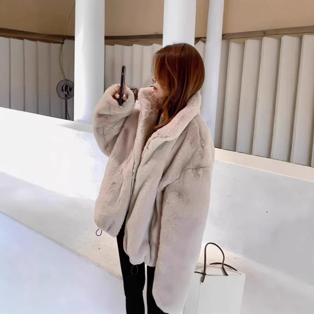 Amazon AliExpress cross-border custom autumn and winter stand-up collar artificial fur top thickened warm imitation fur fur coat