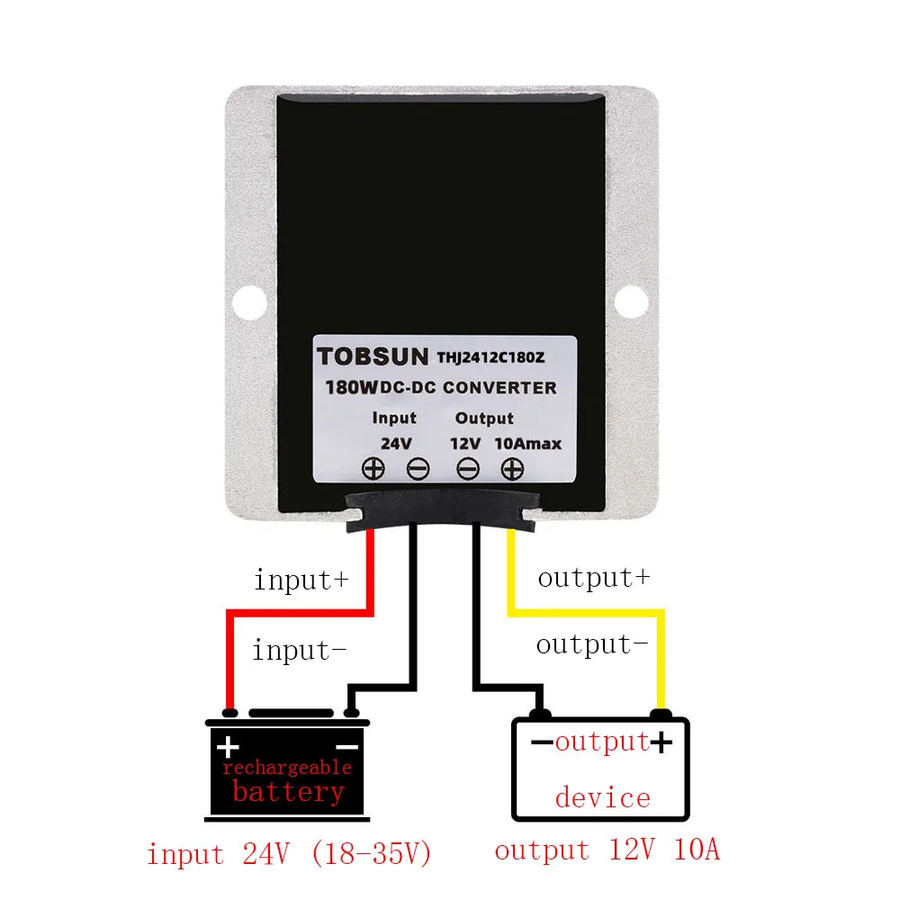 Módulo de alimentação para comutação de veículos, DC-DC Power Converter, fonte de alimentação impermeável, DC 18-35V para DC 12V, 15A, 180W