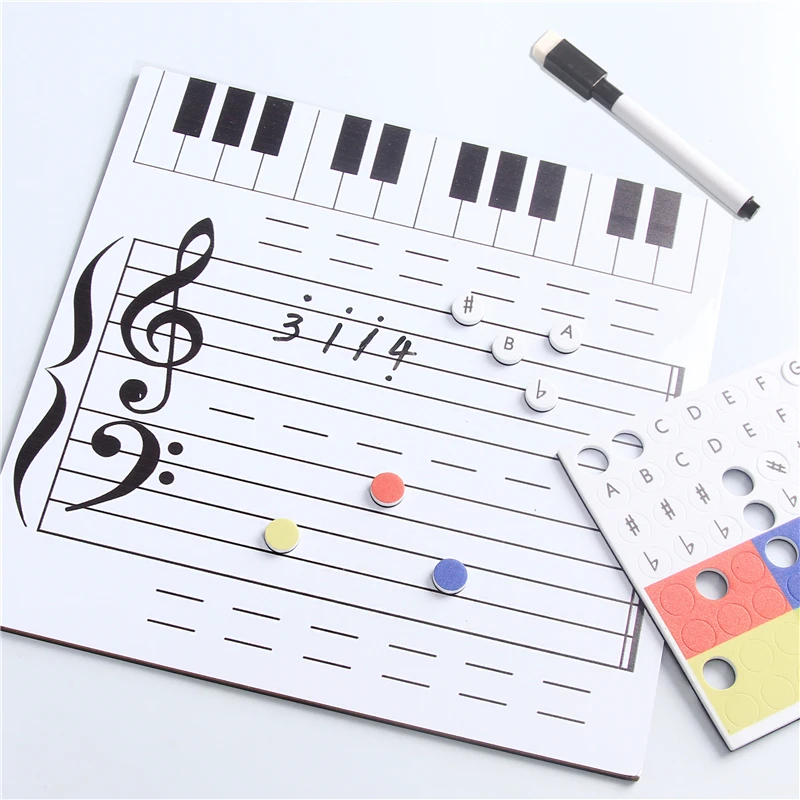 Music Grand Staff Dry Erase Magnetic Whiteboard With Dry Erase Marker Musical Notes Lapboard for Kids Students