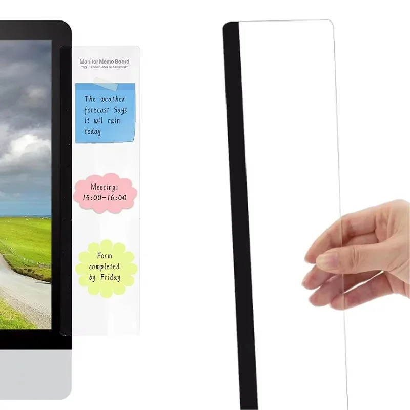 1Pcs Monitor Message Board Clip Left/Right Memo Note Holder Computer Screen Sticky Panel For Office Home Desktop Supplies Use