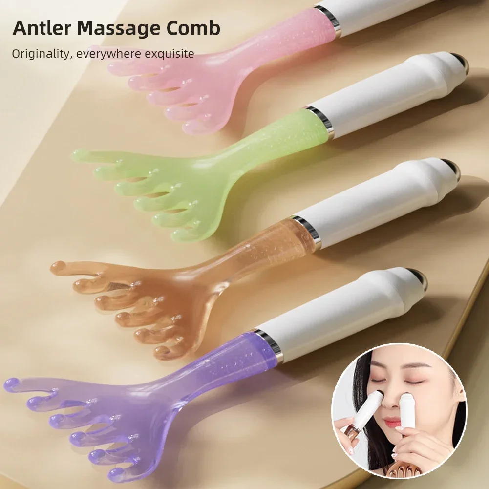 مشط رعاية الرأس مشط تدليك ميريديان ستة مخالب غوا شا كشط مدلك واسعة الأسنان الوجه غوا شا كشط تدليك الجسم الرعاية