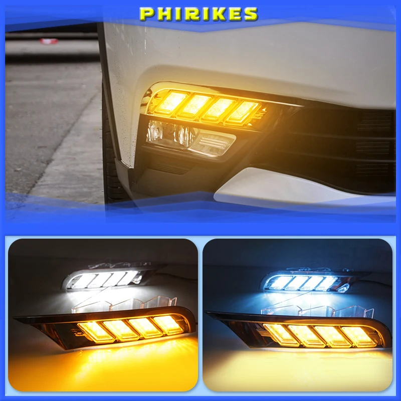 

For Nissan Kicks 2017-2018 waterproof yellow turn Signal relay car styling 12V LED DRL Daytime Running Lights Daylight fog lamp