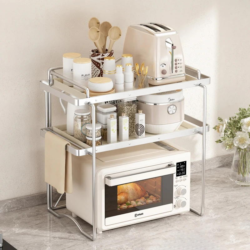 

Прочная полка для духовки, полка для микроволновой печи, 2/3-слойный кухонный держатель из углеродистой стали, металлическая полка для микроволновой печи