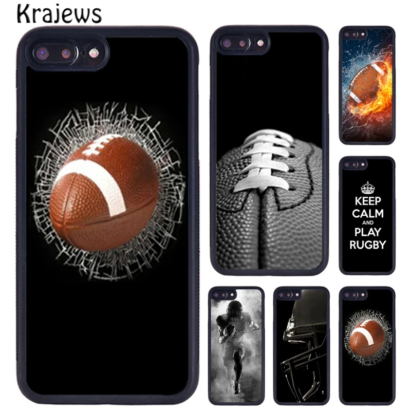 Krajews American Football Rugby Ball Phone Case For iPhone 16 15 14 XR XS 11 12 mini 13 Pro MAX Plus cover coque