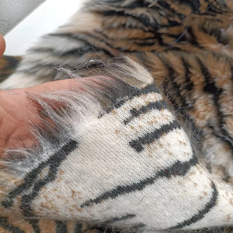Imitation Tiger Pattern Faux Fur Fabric Artificial Plush Fur Stage Clothing Designer Fabric Craft DIY Sewing Material 50x160cm
