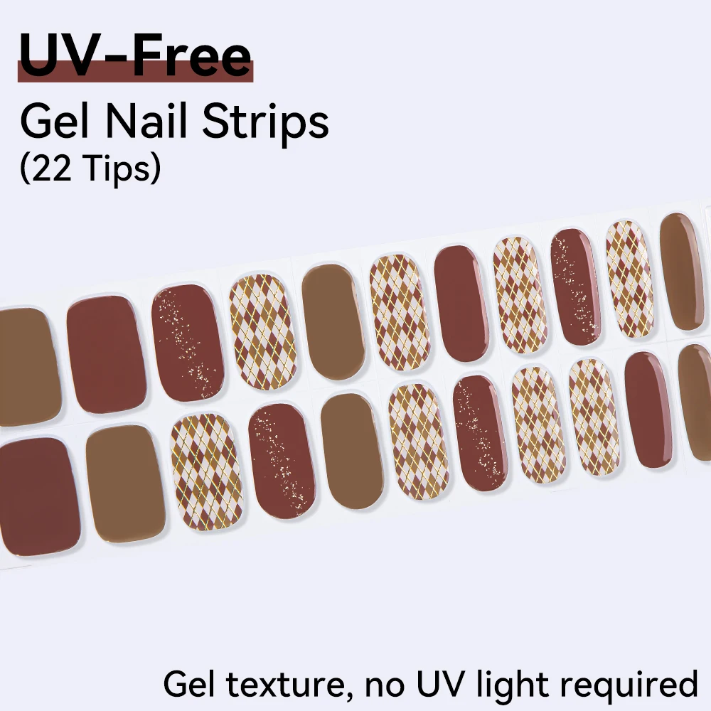 UV-Free Strips DIY 22 Tips/Set Nails Fairy Stickers Full-Cover Nails Art Decals Self-adhesive Classic Color Designs For Manicure