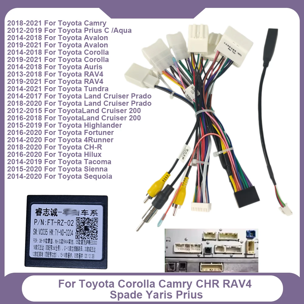 

Canbus RZ-FT02 For Toyota Corolla Camry CHR RAV4 Spade Yaris Prius With Wiring Harness Power Cable Android 2 Din Car Radio