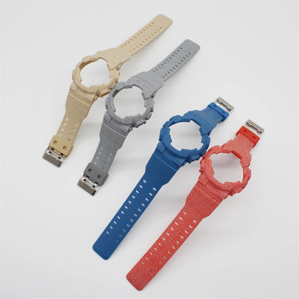 Cloth pattern integrated set Bezel and Strap for Casio G-SHOCK GA100 GA110 GA120 GA14 Watchband Waterproof Watch Band