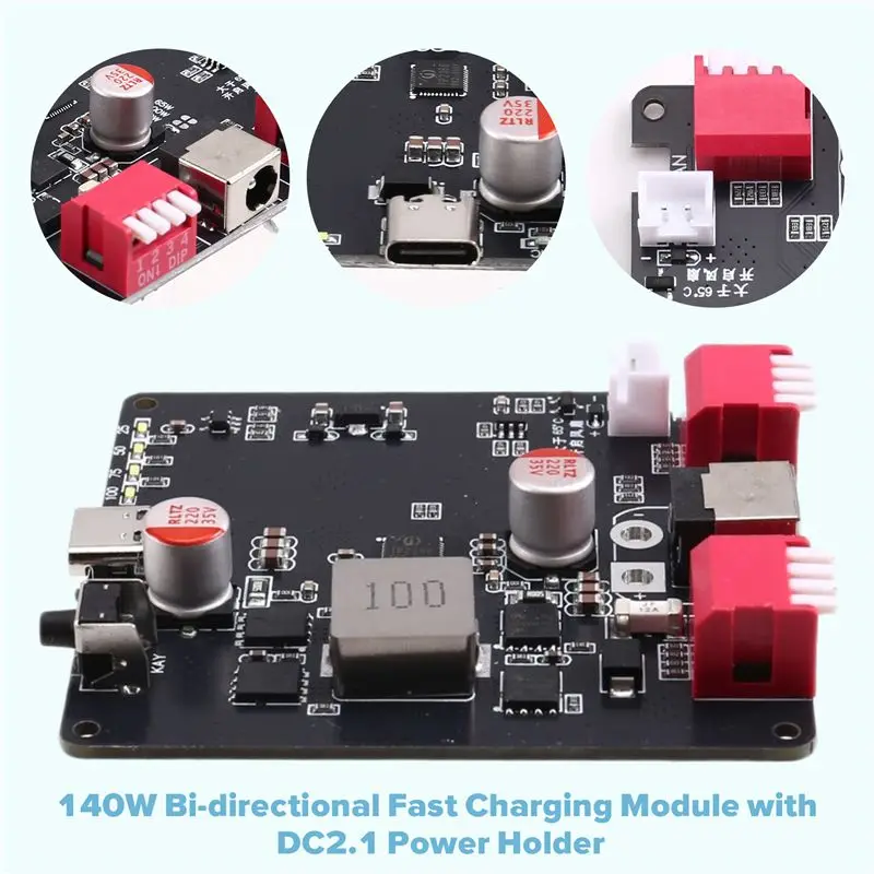 B52C 140W Bidirectional Fast Module 2S 3S 4S 5S 6S Lithium Battery Charging Board IP2366 Li- With DC Holder