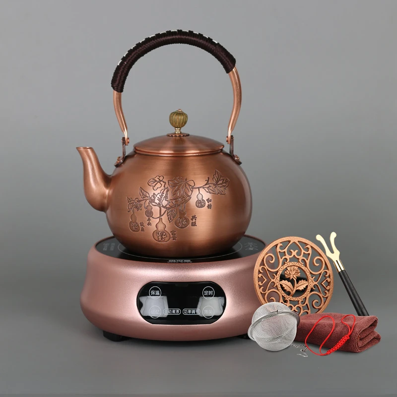 

Traditional Hongrong Tang Copper Teapot Handmade Kettle for Radiant-Cooker Elegant Home Brewing Tea Set Artisan Kitchenware