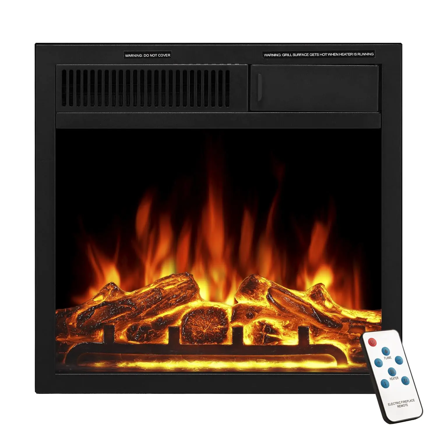 Electric Fireplace Insert, Realistic Flame Colors & Adjustable Brightness Recessed Electric Stove Heater Remote