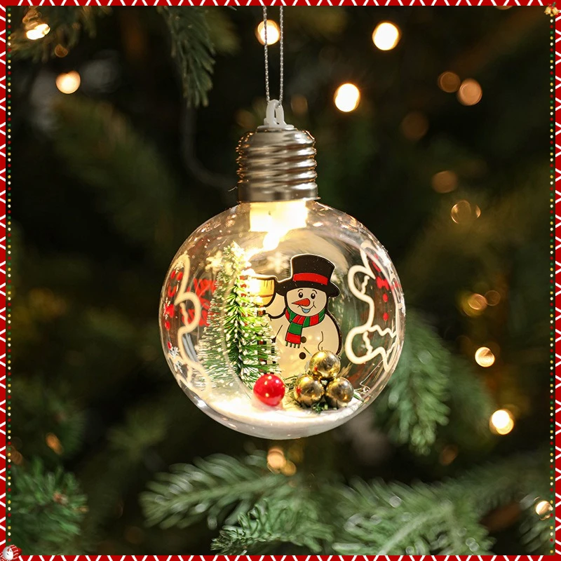 8CM Christmas Ball Santa Claus Pendant with Light Transparent Hanging Ball Christmas Tree Pendant for Christmas Decoration Ball - Image 4