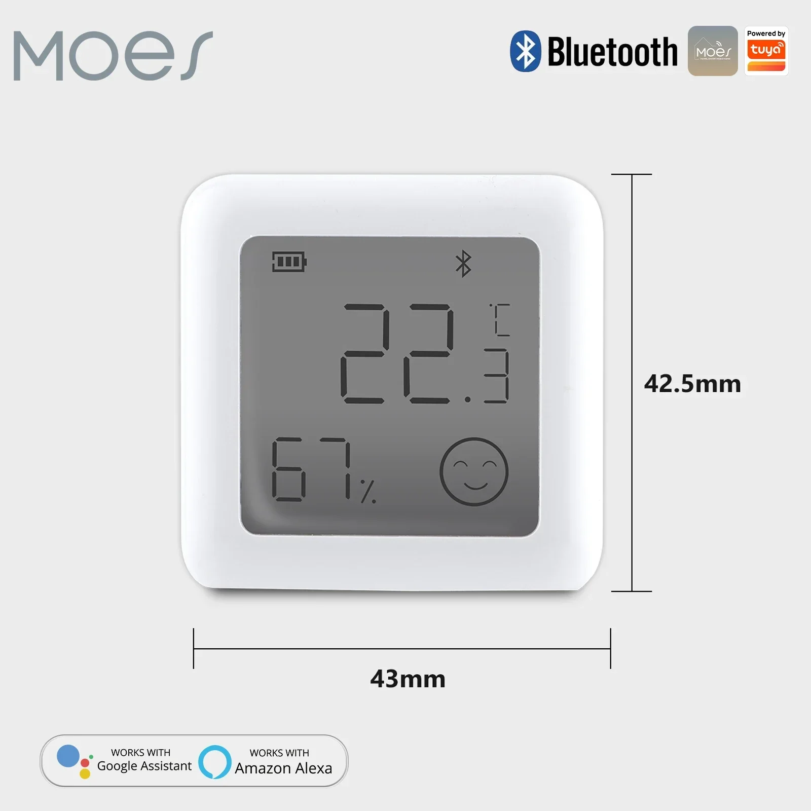 MOES-Thermomètre Bluetooth Tuya, capteur intelligent de température et d\'humidité, écran LCD, hygromètre sans fil, télécommande Alexa, 1-6 pièces