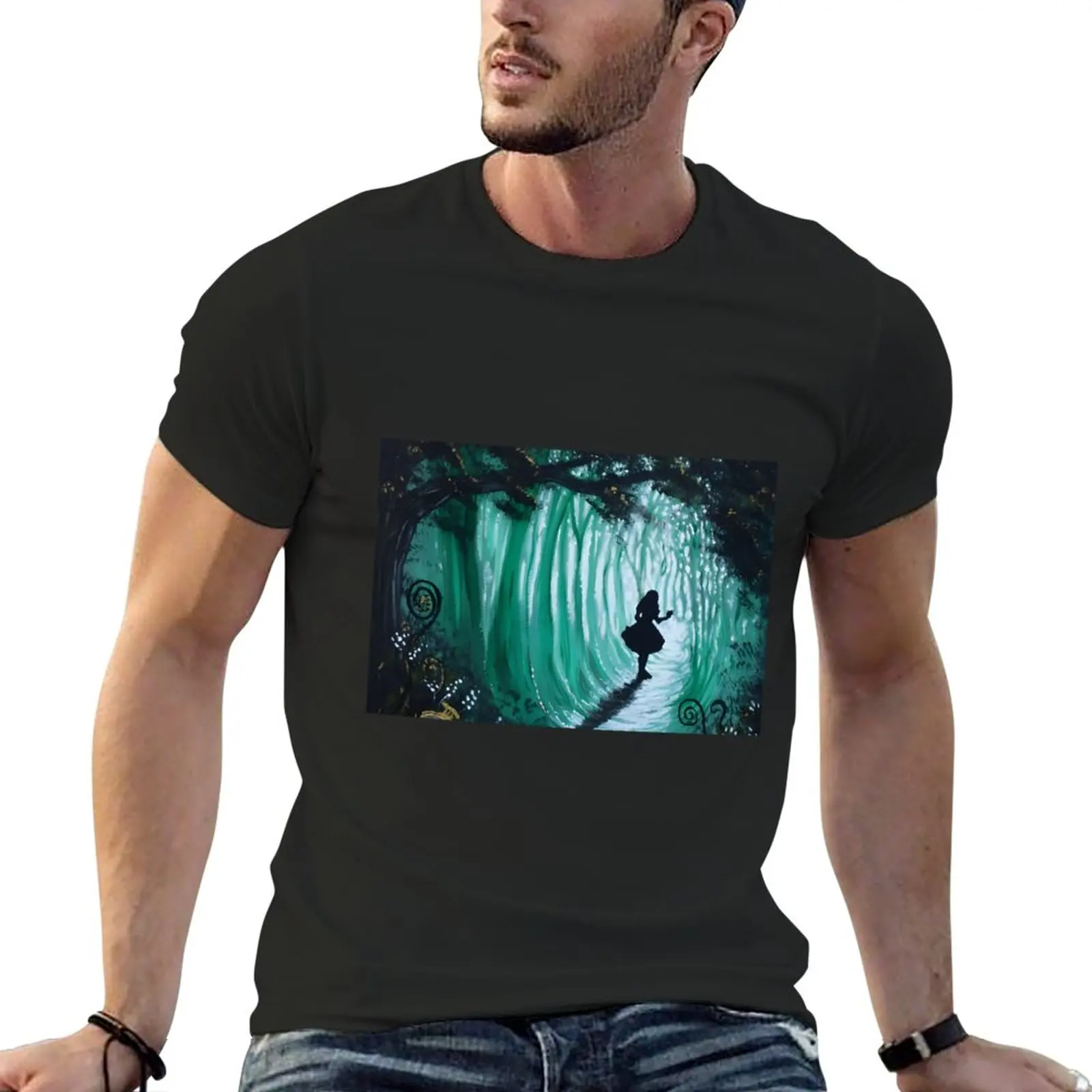 New We're All Mad Here scene art T-Shirt summer tops graphics t shirt Short sleeve tee funny t shirts for men