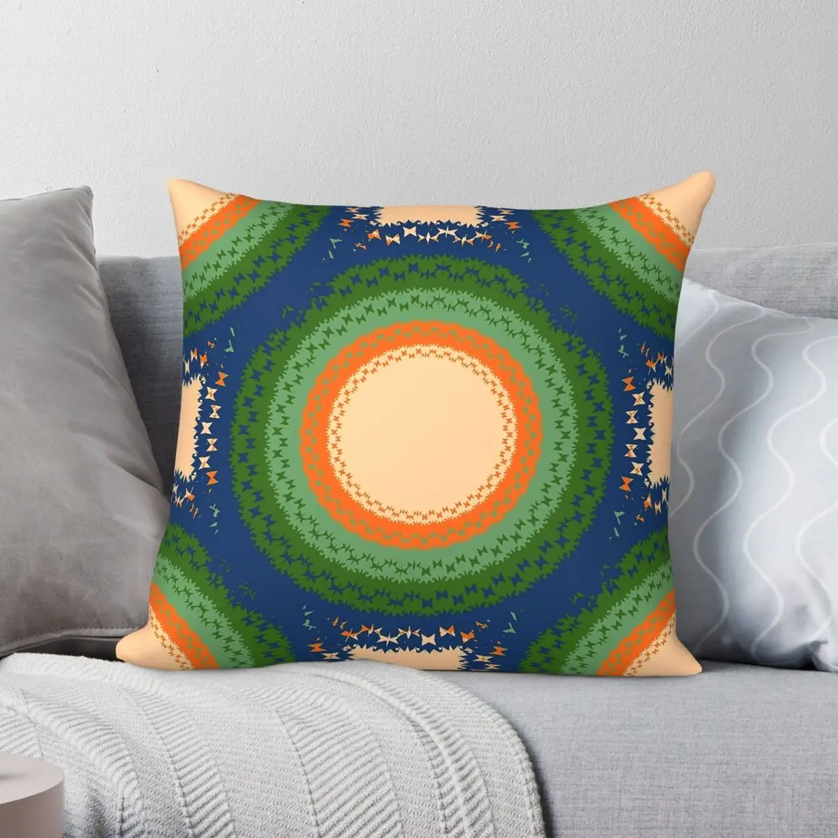 Seamless Multicolored Circles Square Pillowcase Polyester Linen Velvet Printed Decorative Pillow Case Sofa Cushion Cover 45x45