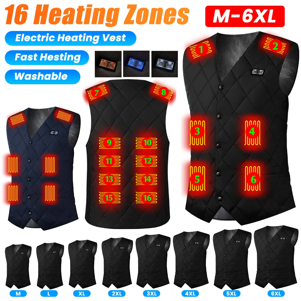 

16 Places Zones Thermal Clothing USB Charging Thermal Electric Heating Clothing Women Men Thermal Heated Vest for Camping Hiking