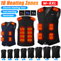 16 Places Zones Thermal Clothing USB Charging Thermal Electric Heating Clothing Women Men Thermal Heated Vest for Camping Hiking