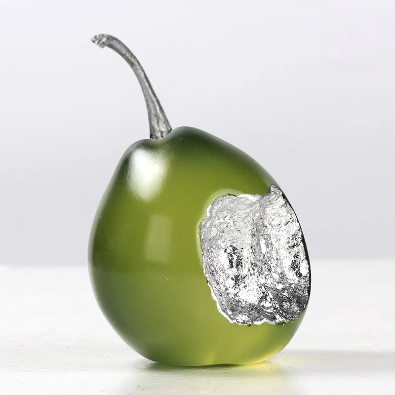 Creative fruit pear resin sculpture ornament, modern light luxury living room TV cabinet desktop study bookshelf decoration