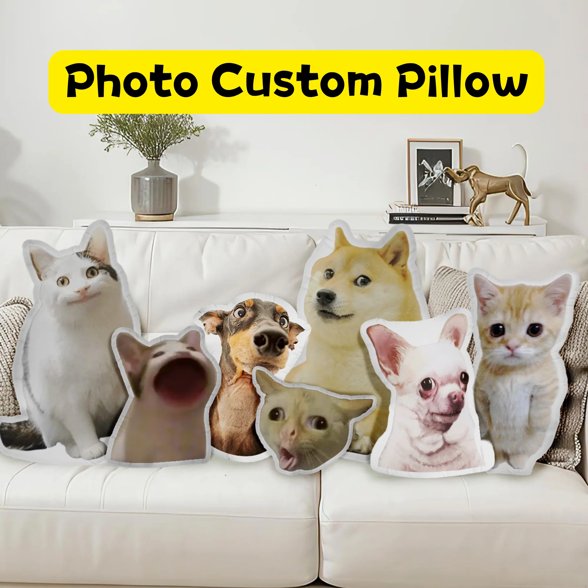 Custom Pets Cushion Personalized Filling Pets Photo Cushion DIY Pillow for Putting Picture of Cats and Dogs Home Decor