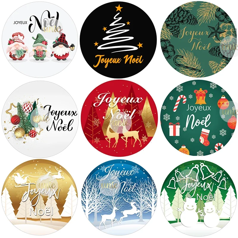 Joyeux Noël French Merry Christmas Stickers Labels Decorative Stickers Wrapping Gift Box Label Xmas Tree Deer New Year Labels