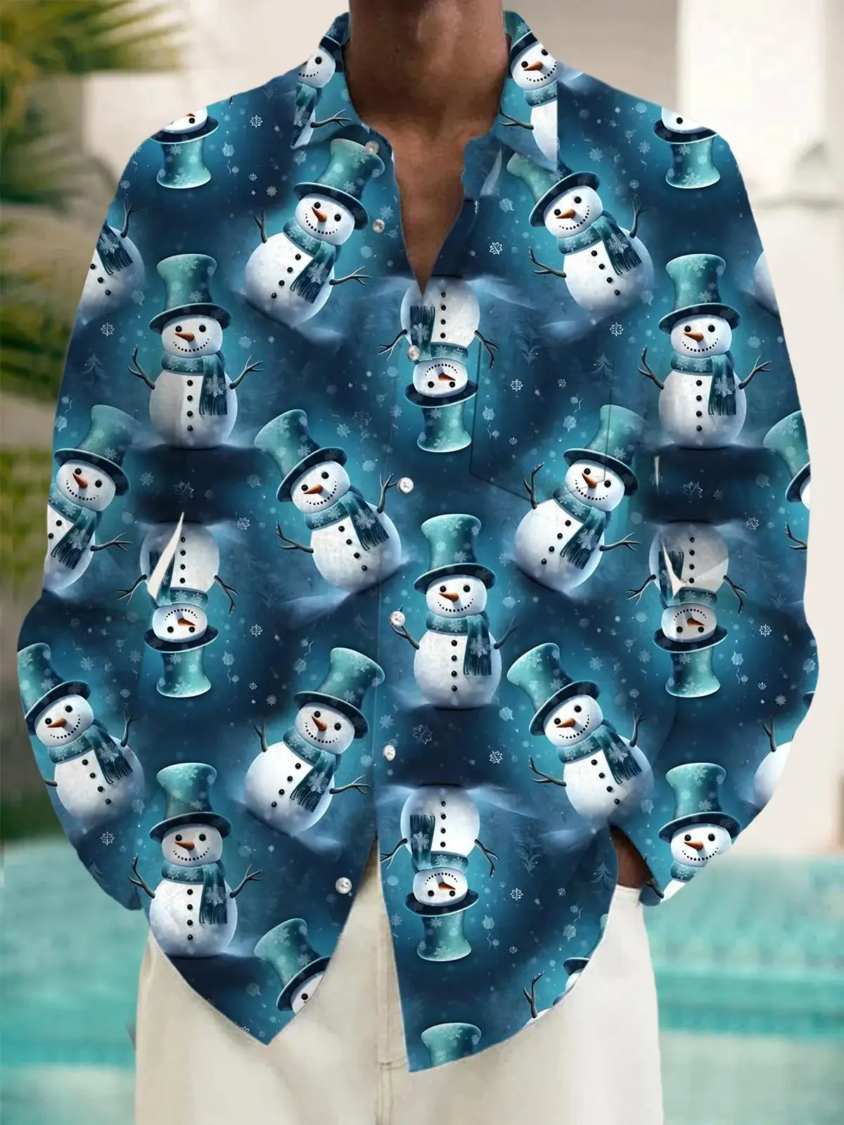 New'w Men's Natural 3D Print Shirts, Button Casual Shirts, Spring Summer, Printed Long Sleeves, Daily, Fashionable, Comfortable