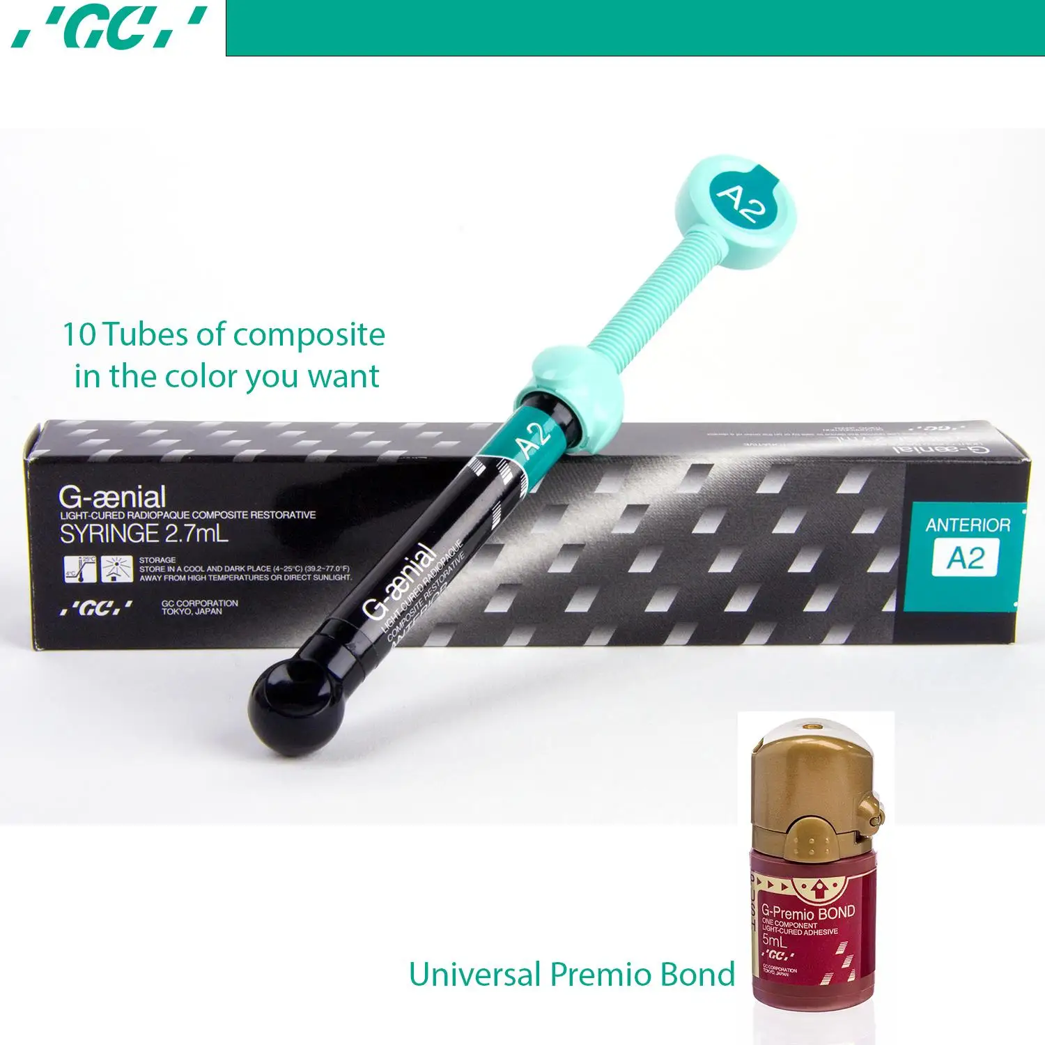 

Gc Dental - G-aenial Light-cured Radiopaque Composite Restorative -Anterior or Posterior Composite Kit - 10 Tube&Premio Bond