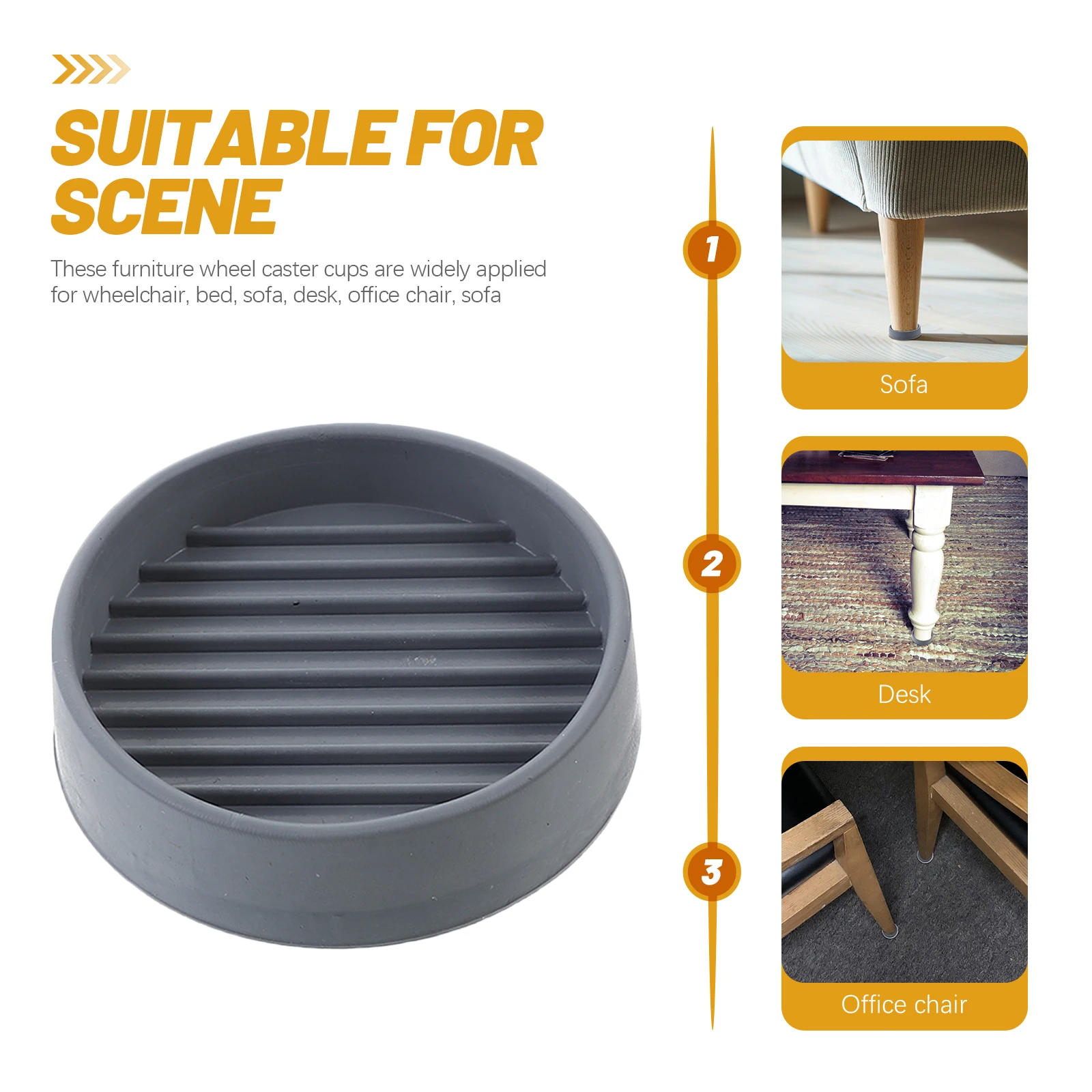 

12 Pcs 2 Inch Brown Furniture Caster Cups Wheel Stoppers Rubber Floor Protectors Durable Hardwood Leg Pads Table Chairs