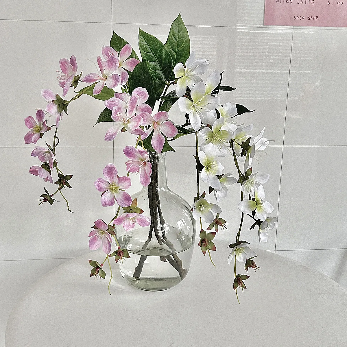 

1PC Artificial Jasmine Hanging Flowers Decora Balcony Art for Home Table DIY Bouquet Gifts Simulation Crabapple Wedding Flowers