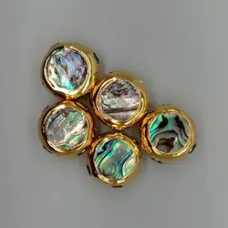 10 PCS Rainbow Abalone Shell Green Crystal Coin Shape Spacer Beads Connector
