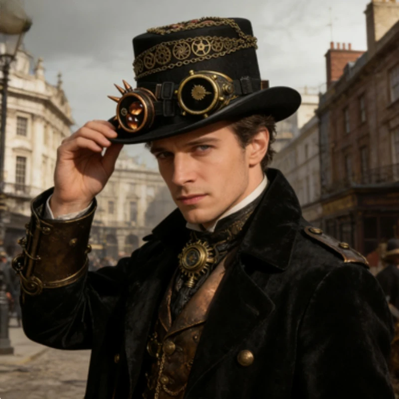 

Винтажный шляпный цилиндр в стиле стимпанк с шестеренками и толстыми цепями, прочный головной убор для вечеринок и косплея