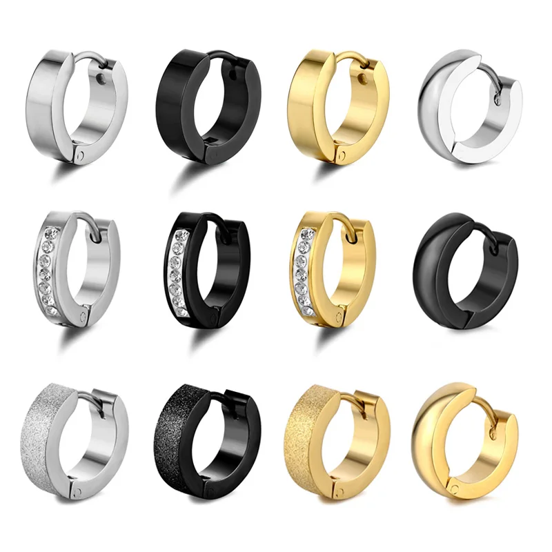 1pc Punk Kleine Huggie Ohrringe für Frauen Männer Ohr Piercing Edelstahl Runde Glatte Hoop Ohrringe Knorpel Tragus Schmuck