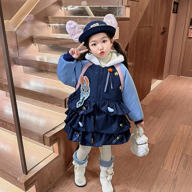 

Judy Girls Winter Coat, Rabbit Police Style Thickened Puffer Jacket for Kids Fashion Outerwear