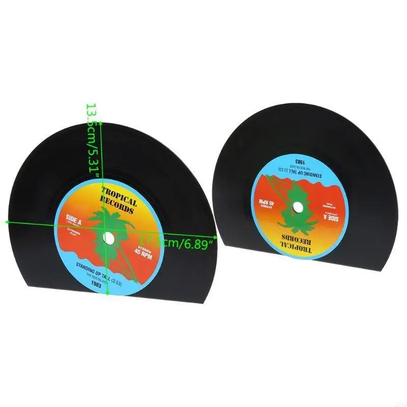 J78A 2pcs for Creative Record Bookends Shelves Desktop Holder Stand R