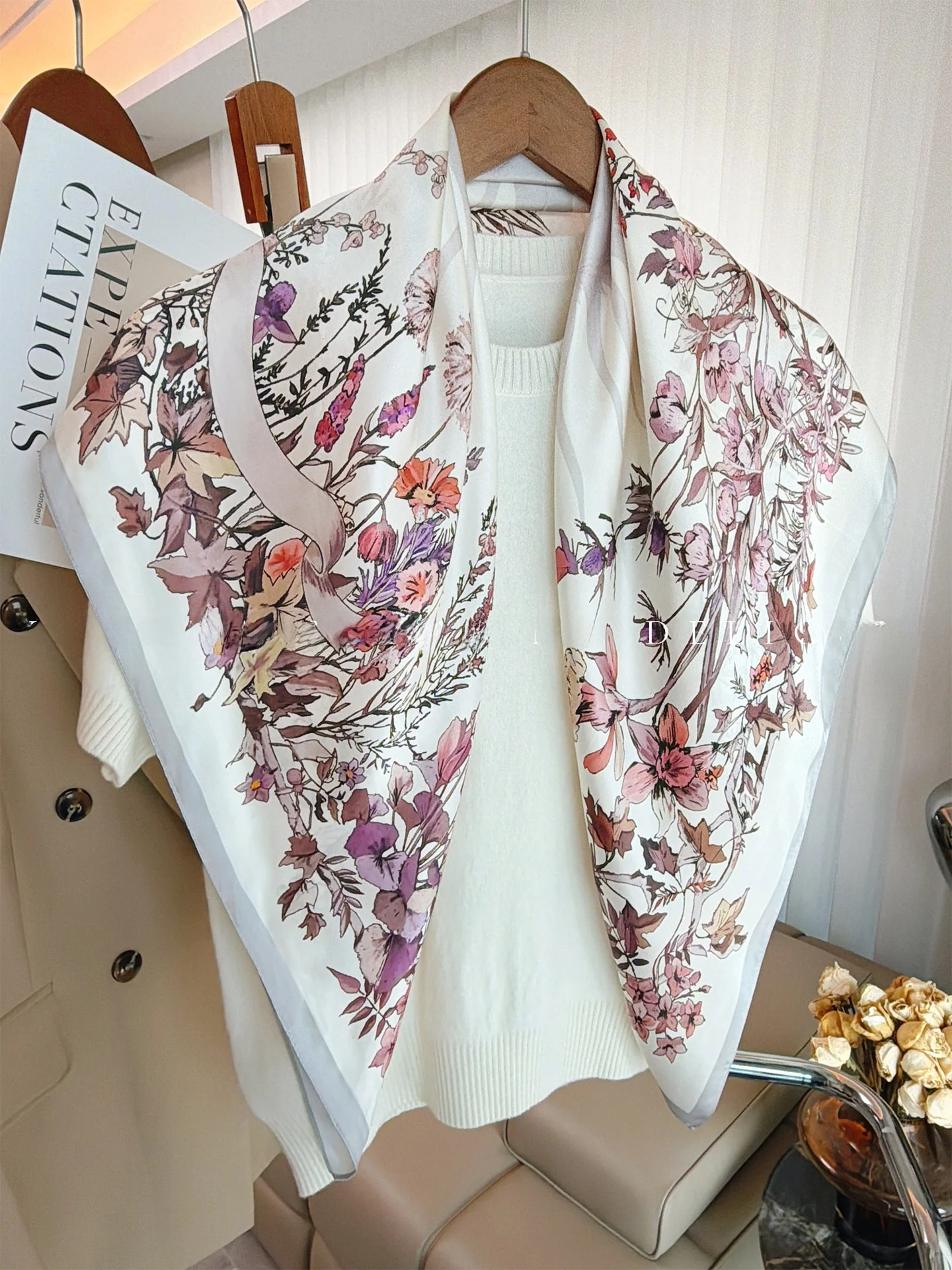 warm-sunflower-ring-silk-scarf-lightweight-spring-summer-women's-fashion-accessory-hangzhou-silk-shawl-shoulder-wrap
