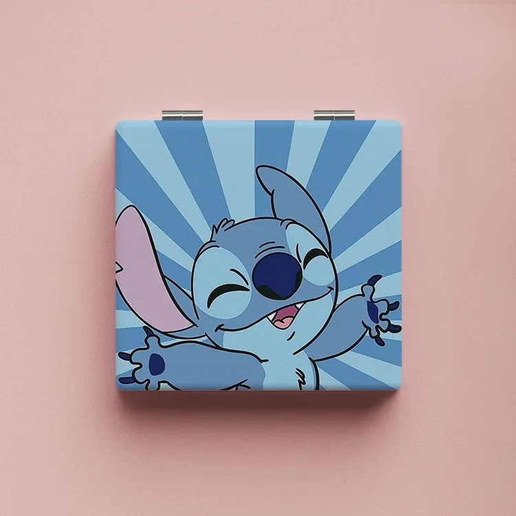 Kawaii Disney Lilo & Stitch Mirror Anime Cartoon Print Cute Portable Folding Small Mirror Makeup Tool Girl Birthday Gift