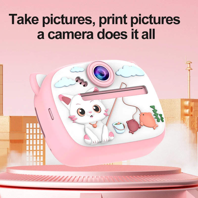 Children Digital Camera Instant Print for Kids Thermal Print Camera Instant Photo Printing Camera Video Toys+32G Memory Card