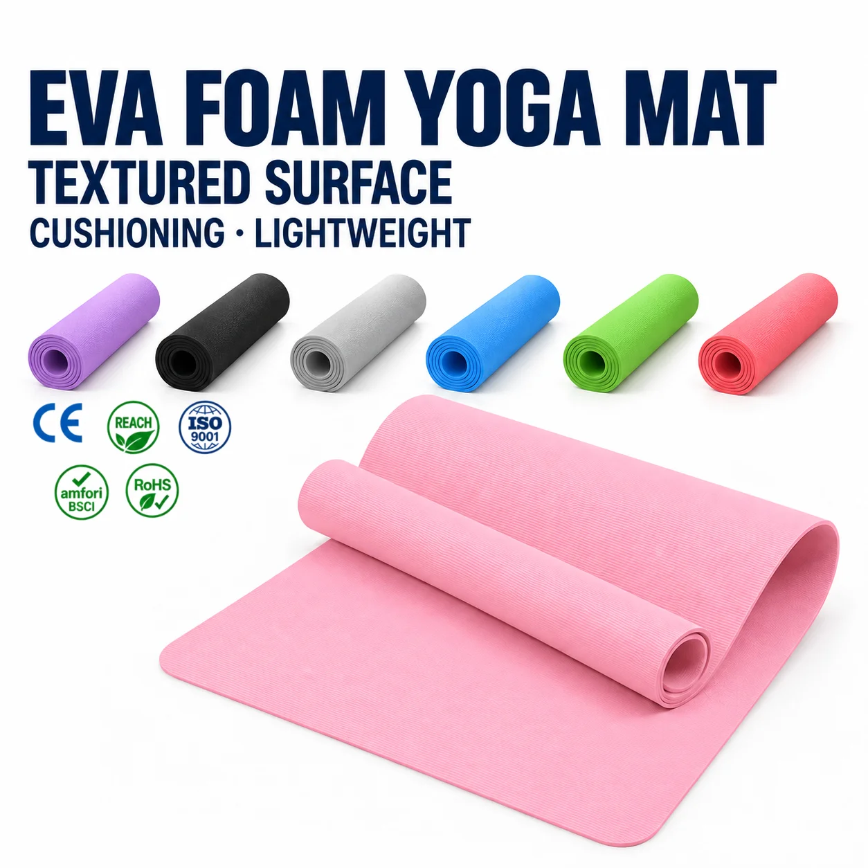 Custom Brand Printing EVA Non Slip Yoga Mat for Beginners Home Practice Pilates Stretching Meditation Studio